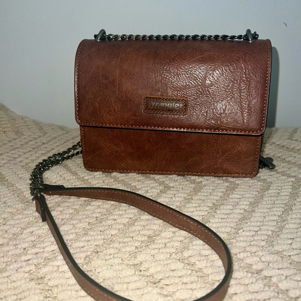 Wrangler Tan Leather Crossbody Bag